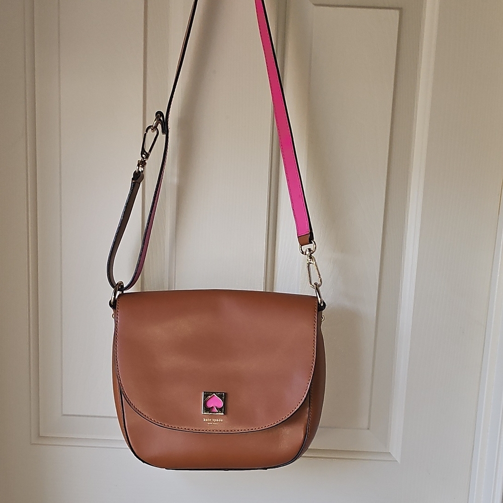 Kate Spade Tan and Pink Adjustable Crossbody Bag